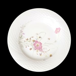 Set of 4 Small Dessert or Bread Plates Pink Yellow Purple Floral Flowers Vintage